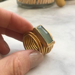 Gold plated & aqua statement ring